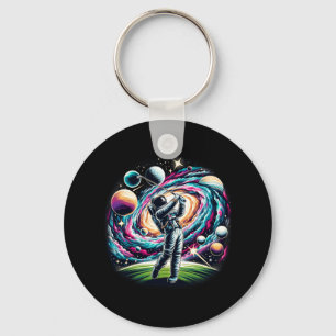 Funny Space Golf Astronaut On Golfer Key Ring