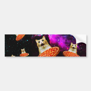 Funny space pizza cat bumper sticker