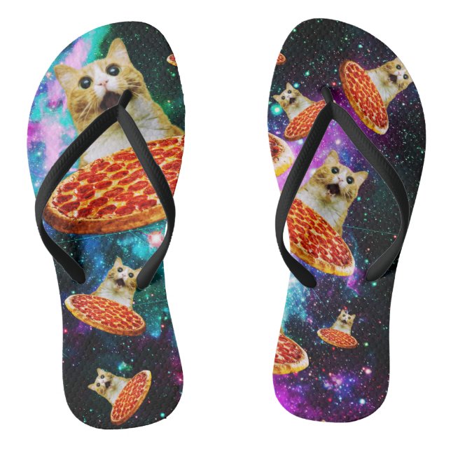 Funny space pizza cat jandals (Footbed)