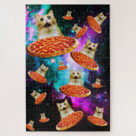 Funny space pizza cat jigsaw puzzle<br><div class="desc">Funny and crazy design for a cool poisons!</div>