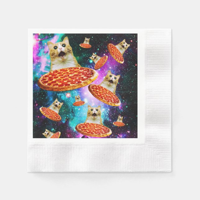 Funny space pizza cat napkin (Front)