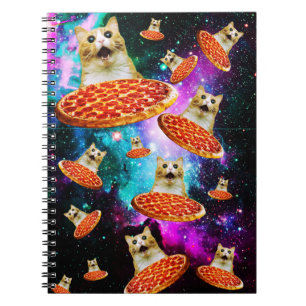 Funny space pizza cat notebook