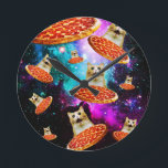 Funny space pizza cat round clock<br><div class="desc">Funny and crazy design for a cool gifts !</div>