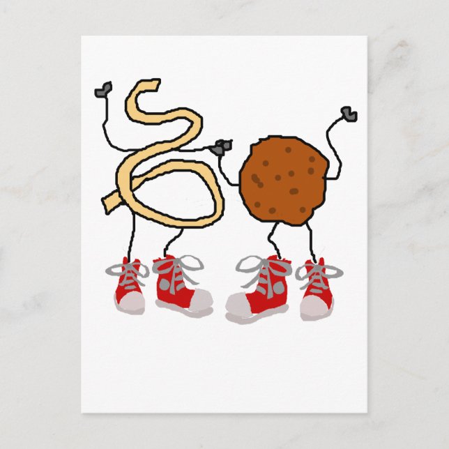 Funny Spaghetti and Meatballs Cartoon Postcard (Front)