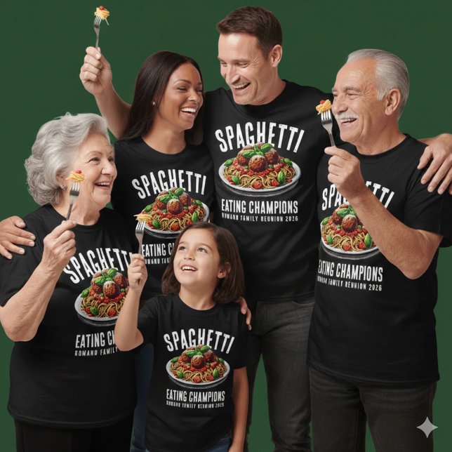 Funny Spaghetti Eating Champion Family Reunion T-Shirt (Funny Spaghetti Eating Champions Italian Family Reunion Shirts Cover Photo)
