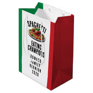 Funny Spaghetti Eating Champions Family Reunion Medium Gift Bag