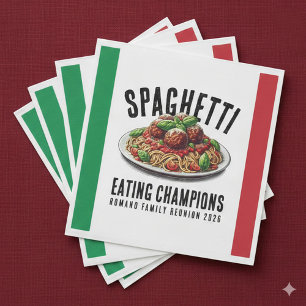 Funny Spaghetti Eating Champions Family Reunion Napkin