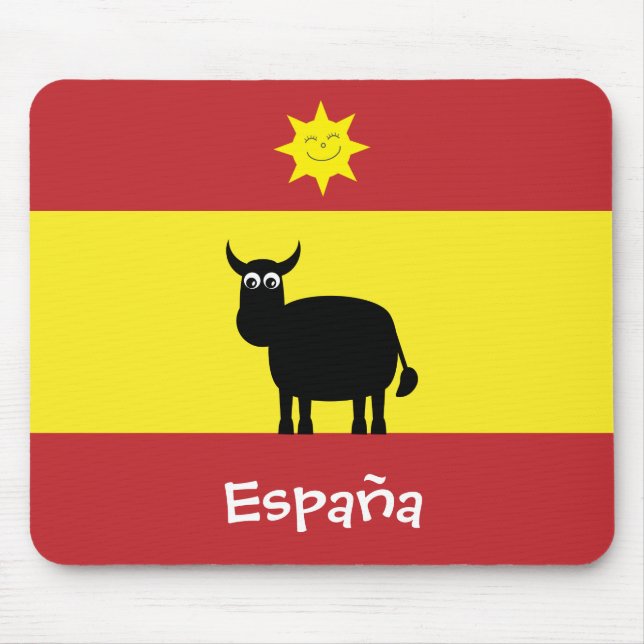Funny Spanish Bull & Sun España Flag Mouse Pad (Front)