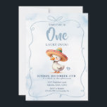 Funny Spanish Lucky Duck First Birthday  Invitation<br><div class="desc">One Lucky Duck First Birthday Blue Invitation
Funny Spanish Goose</div>