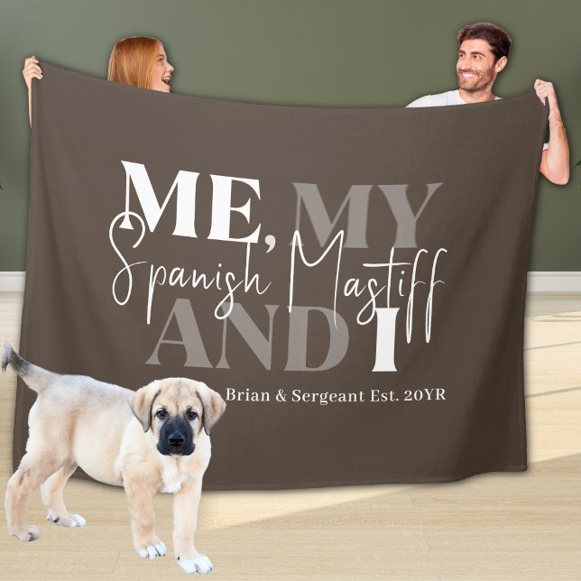 Funny Spanish Mastiff Dad Established Bold Script Fleece Blanket (Spanish Mastiff Dad Minimalist Modern Typography Funny Humor Large Dog Fleece Blanket)