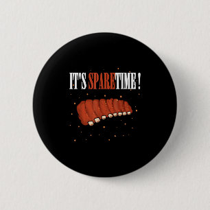 Funny Sparetime Grilling Meat Smoking Bbq Sparerib 6 Cm Round Badge