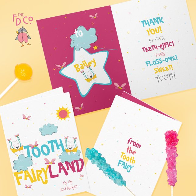 Funny Sparkly Magical Tooth Fairy Thank You  Card (Creator Uploaded)