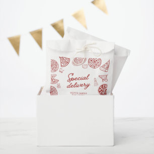Funny special delivery pizza baby shower favour bags