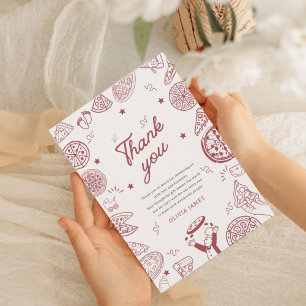 Funny special delivery pizza baby shower thank you card