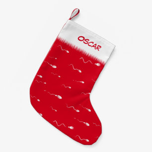 Funny Sperm Pattern Personalised Small Christmas Stocking
