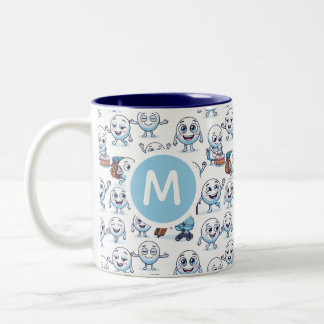 Funny Spherical Characters Life Roles Seamless Pat Two-Tone Coffee Mug