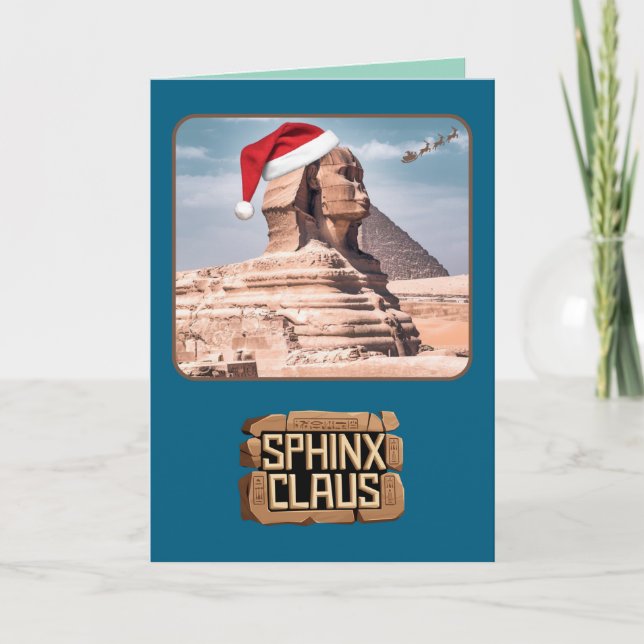 Funny Sphinx Claus Christmas Card (Front)