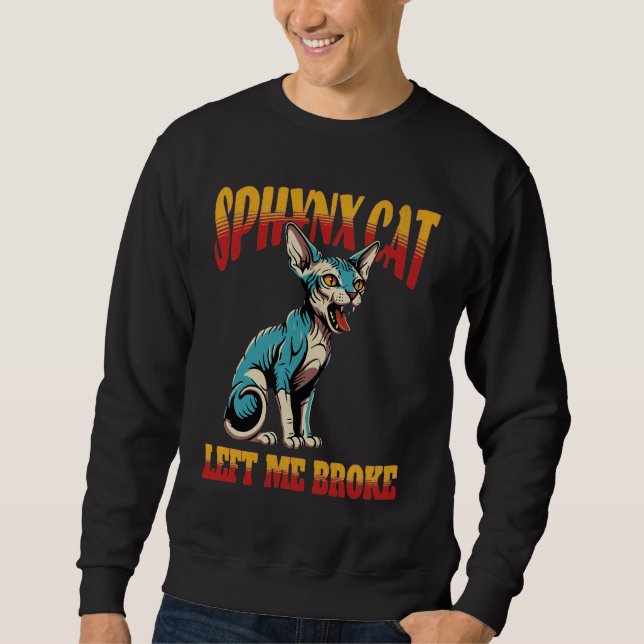 Funny Sphynx Cat Cartoon illustration men's Sweatshirt (Front)