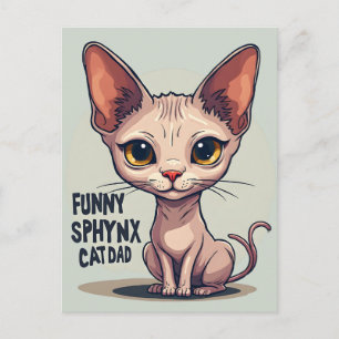 Funny Sphynx Cat Dad Cartoon Art Postcard