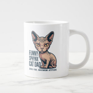 Funny Sphynx Cat Dad Illustration Large Coffee Mug