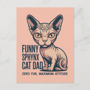 Funny Sphynx Cat Dad Illustration Postcard