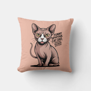 Funny Sphynx Cat Dad Vector Art Cushion