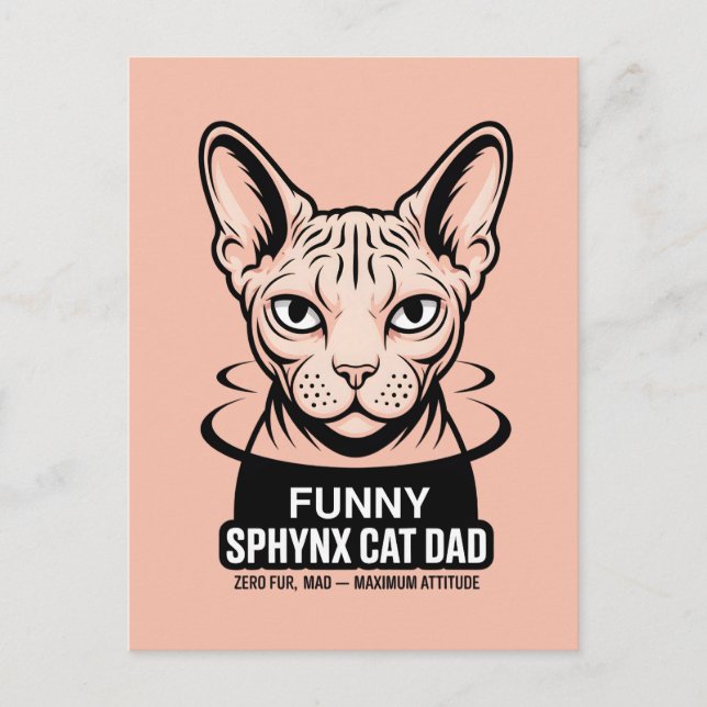 Funny Sphynx Cat Dad Vector Art Postcard (Front)