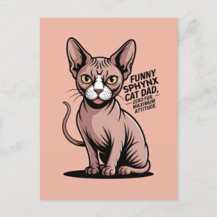 Funny Sphynx Cat Dad Vector Art Postcard