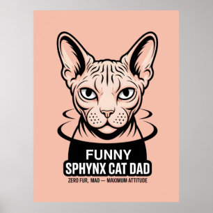 Funny Sphynx Cat Dad Vector Art Poster