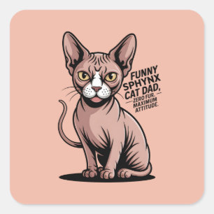 Funny Sphynx Cat Dad Vector Art Square Sticker