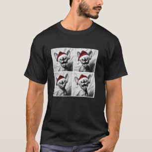 Funny Sphynx Cat in Santa Hat Christmas Photobooth T-Shirt