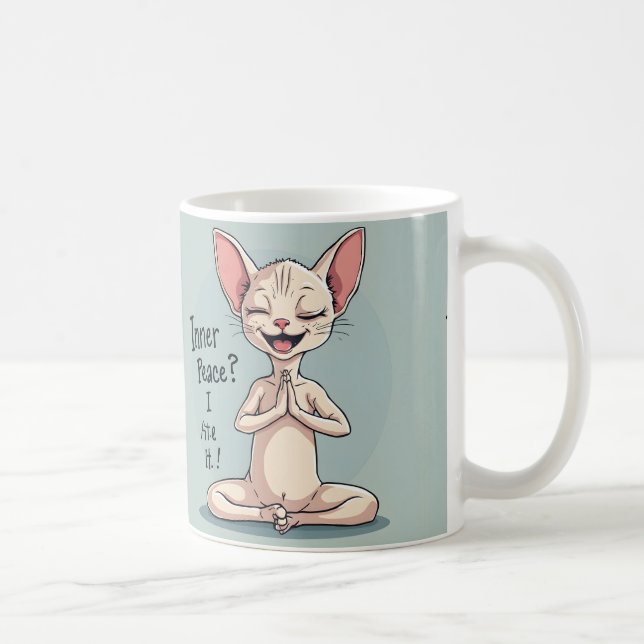 Funny Sphynx Cat Inner Peace Art Coffee Mug (Right)