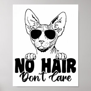 Funny Sphynx Cat No Hair Don't Care Bald Hairless  Poster
