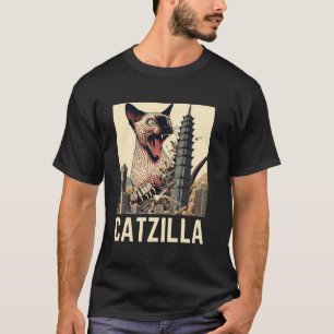 Funny Sphynx Hairless Catzilla Japanese Art Cat Mo T-Shirt