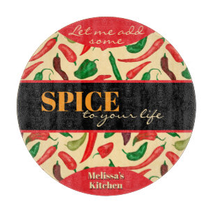 Funny spicy hot peppers red green cutting board