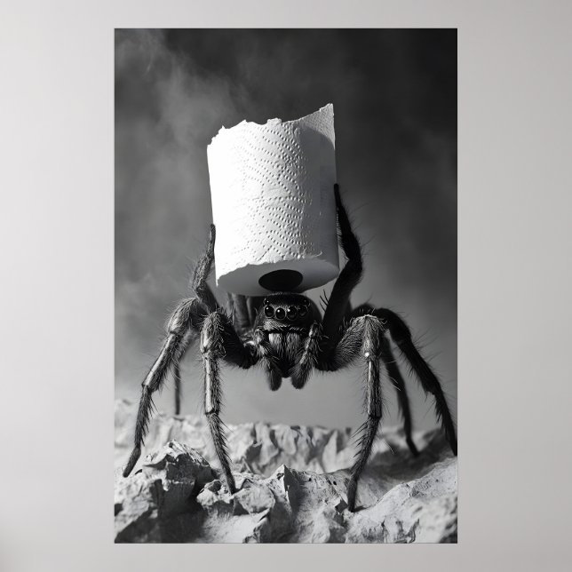 Funny Spider Toilet Paper Roll Bathroom Art Print (Front)