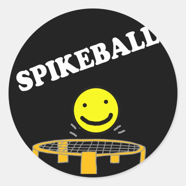 Funny Spikeball Net with Smile Face Art Classic Round Sticker (Front)