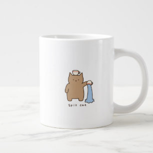 Funny Spill Cat Kawaii Brown Kitty Illustration Large Coffee Mug