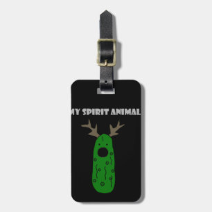 Funny Spirit Animal Pickle with Antlers Luggage Tag