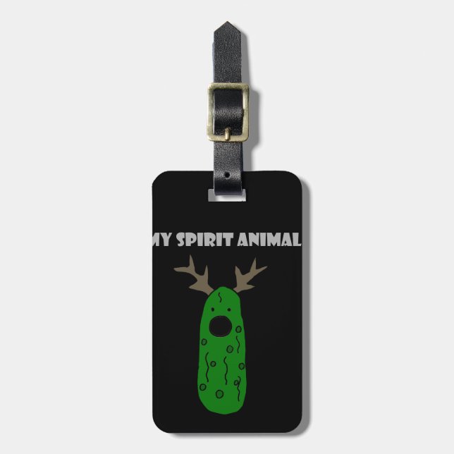 Funny Spirit Animal Pickle with Antlers Luggage Tag (Front Vertical)