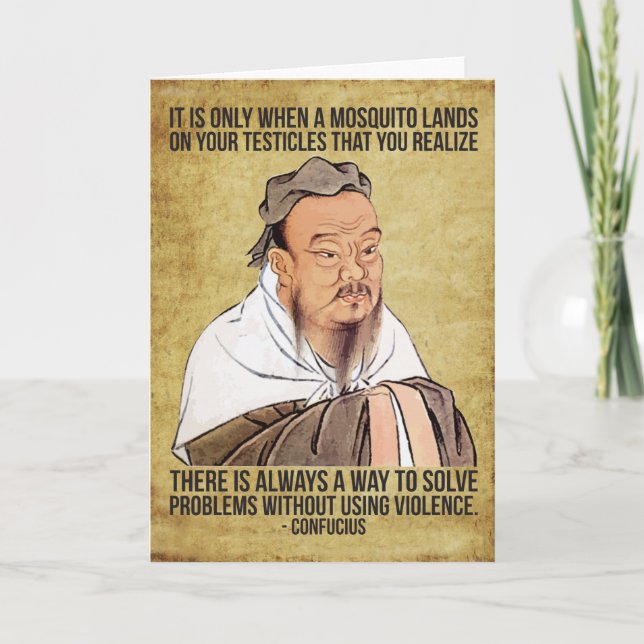 Funny Spiritual Quote - Mosquito on Testicles Card (Front)