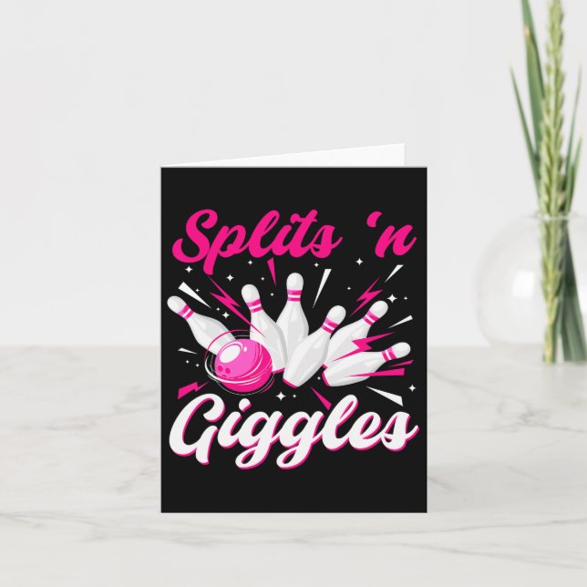 Funny Splits n Giggles Bowling Team Cute Bowler Wo Card (Front)