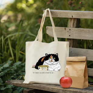 Funny Spoiled Calico Feed Cat Pink Tote Bag