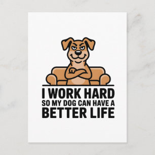 Funny Spoiled Dog Quote Couch Illustration Holiday Postcard