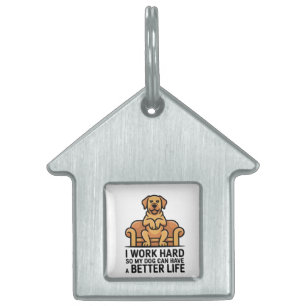 Funny Spoiled Dog Quote Couch Illustration Pet ID Tag