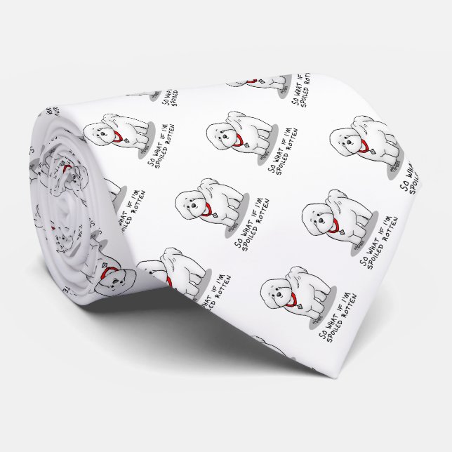 Funny Spoiled Rotten Bichon Frise Dog - Cute Tie (Rolled)