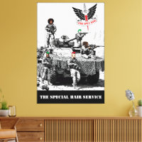 Funny spoof SAS framed canvas print