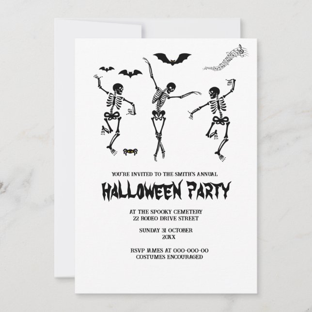 funny spooky black and white halloween invitation (Front)