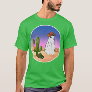 Funny Spooky Cowboy Ghost in Western Desert Scene  T-Shirt