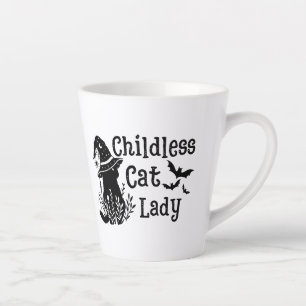 Funny Spooky Cut Childless Cat Lady  Latte Mug